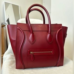Celine Luggage Maroon Red
